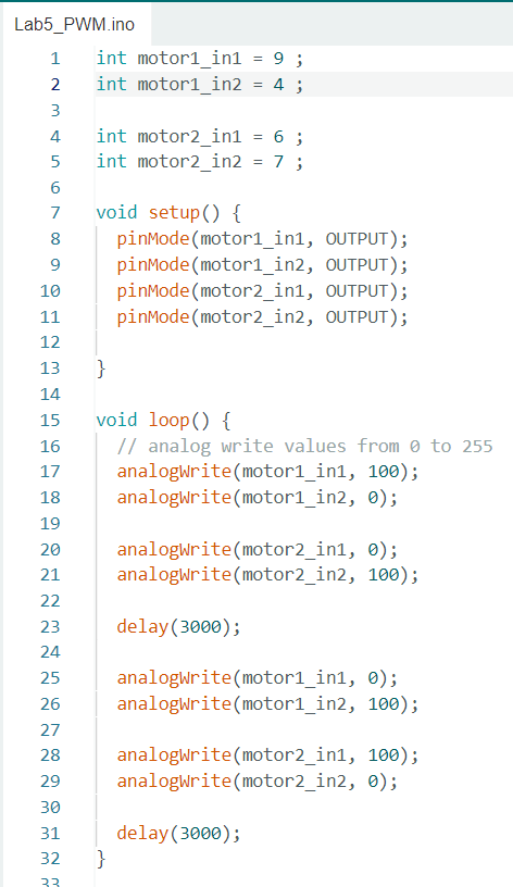 both motor drivers analogWrite